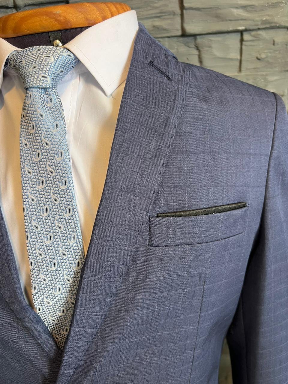 Terno Microfibra Premium Azul Xadrez - Image 3